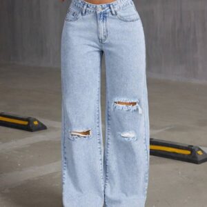 Jeans vita stretta strappati