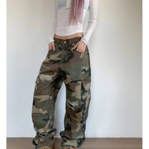 Pantaloni Cargo Mimetici Unisex Vintage