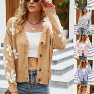 Cardigan floreale in maglia da donna