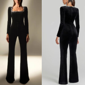 Abito elegante in velluto con dettagli brillanti