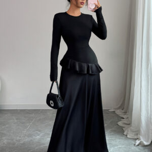 Abito lungo elegante a maniche lunghe